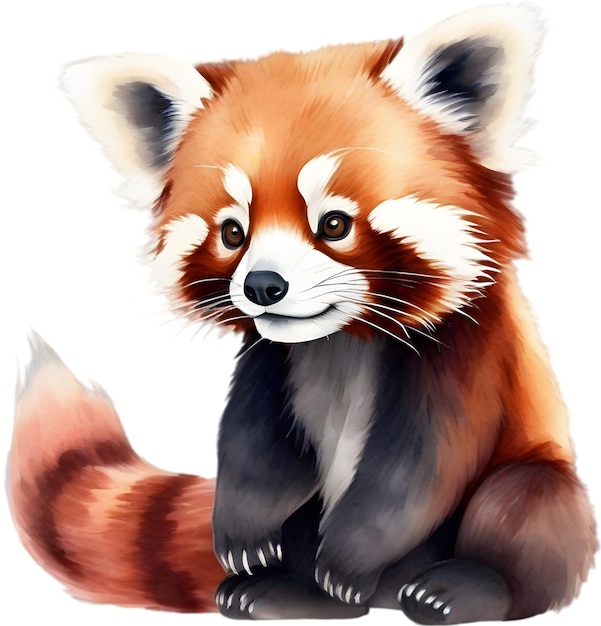 PSD watercolor painting of a cute red panda