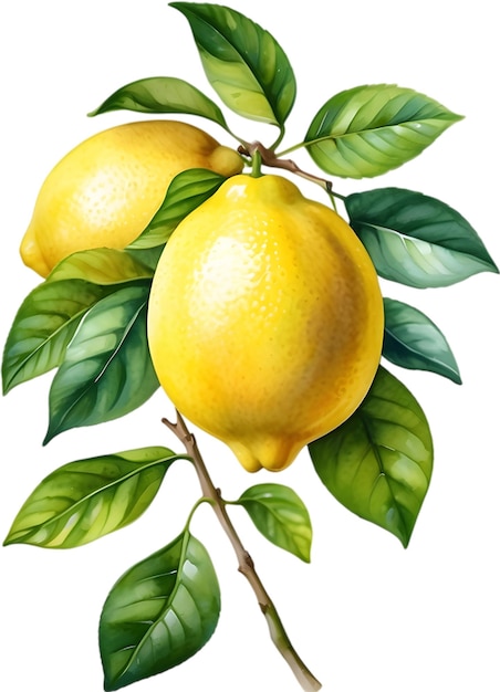 PSD watercolor painting of a lemon fruit