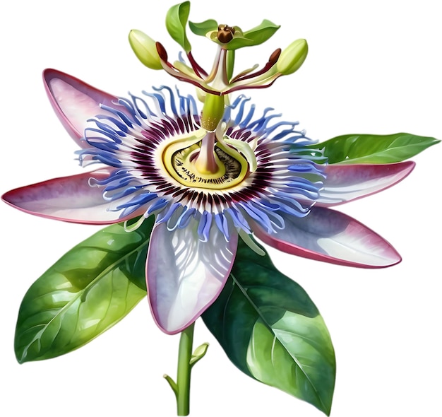 PSD watercolor painting of a passion flower