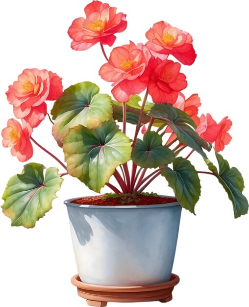 PSD watercolor painting of a rex begonia plant