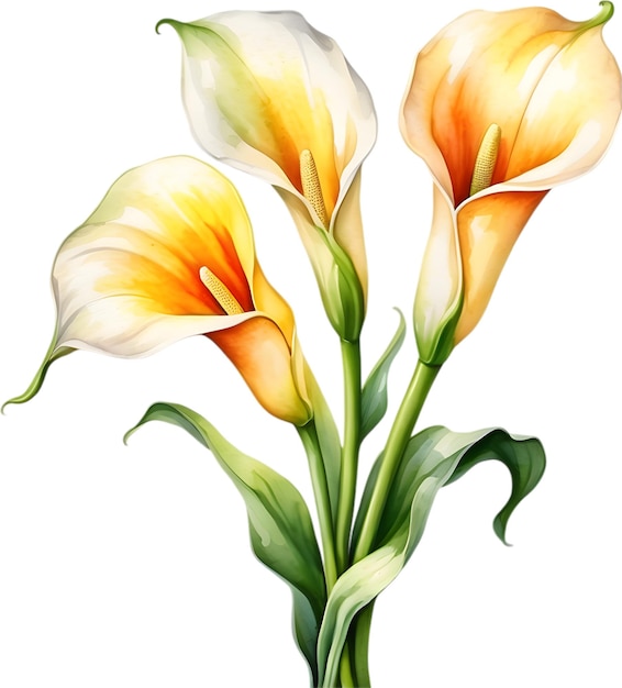 PSD watercolor painting of a calla lily flower