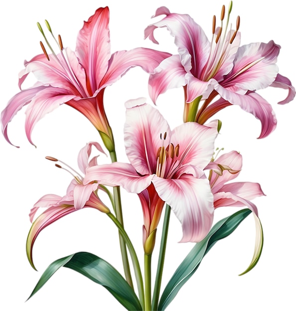 PSD watercolor painting of crinum lily flower