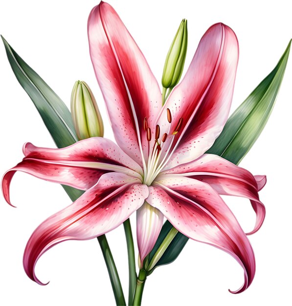 PSD watercolor painting of crinum lily flower