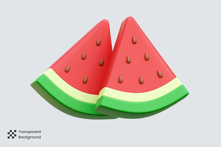 PSD watermelon slice 3d icon illustrations