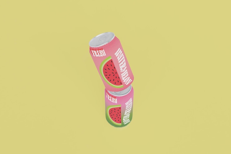 PSD watermelon soda cans