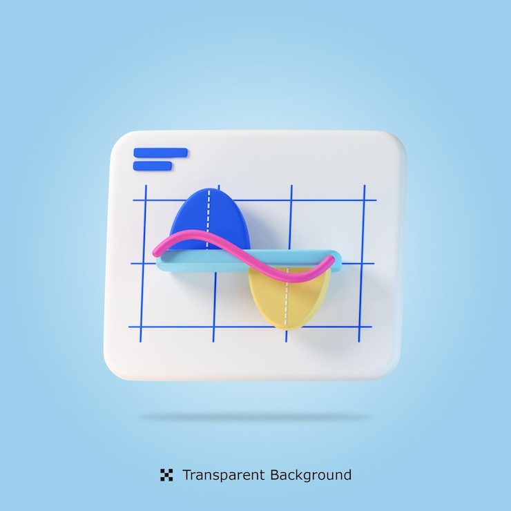 PSD wave chart 3d icon illustration