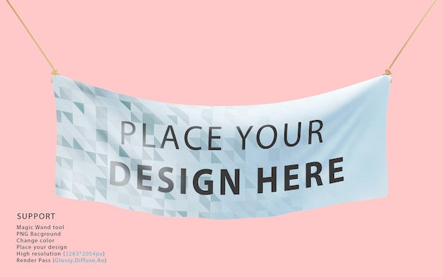 Wave Flag Banner Mockup bearbeitbares PSD