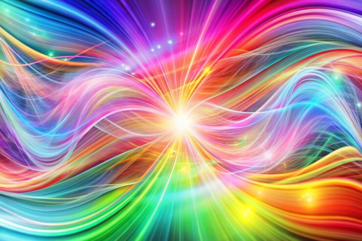 PSD wavy abstract color spectrum ethereal light dance