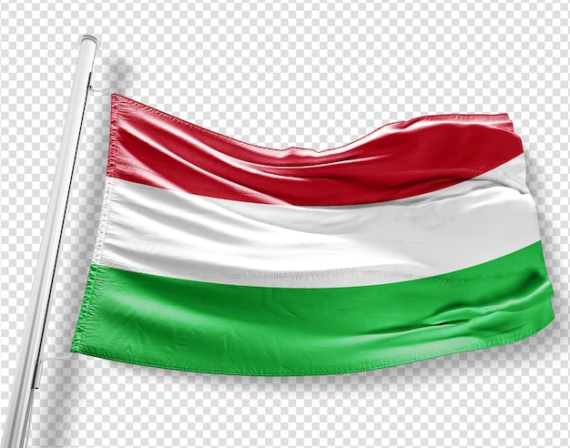 Wavy flag of National Hungary on a transparent background