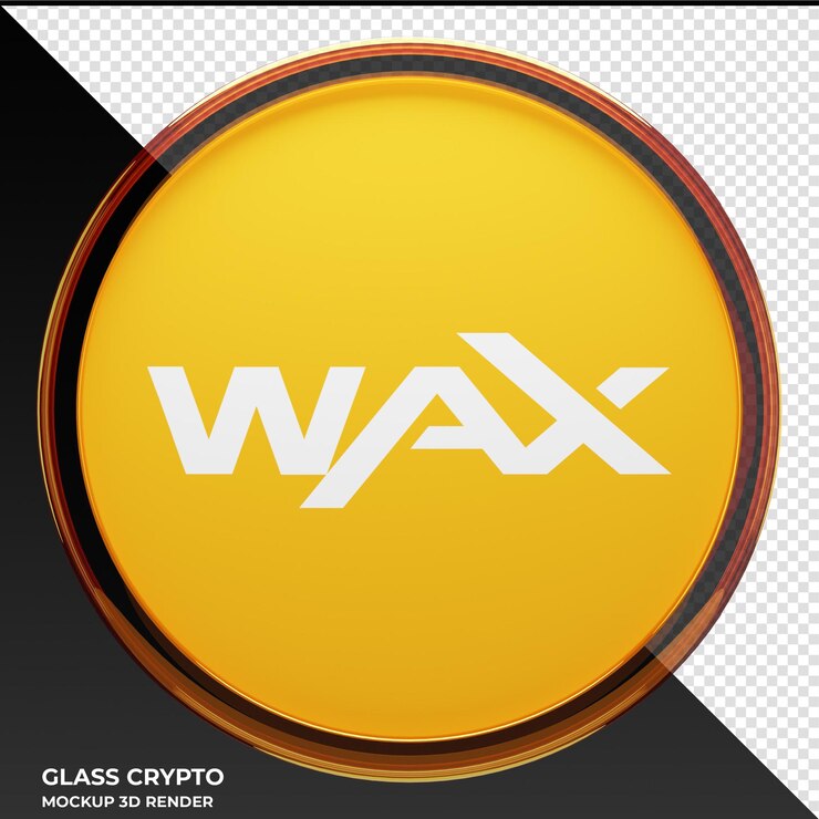 PSD wax waxp glass crypto coin ilustración 3d