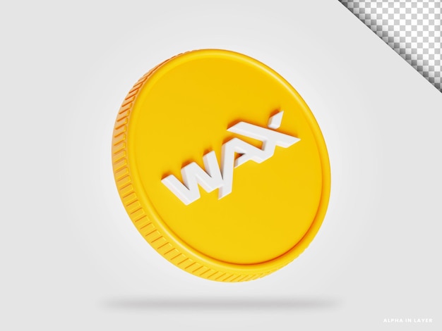 Wax waxp kryptowährungsmünze 3d-rendering isoliert