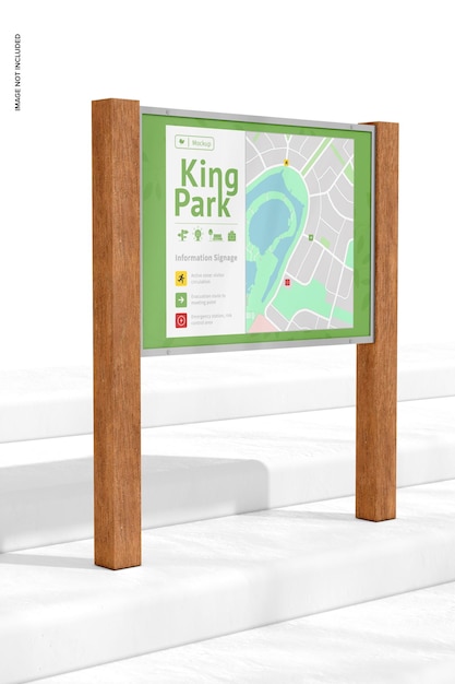 Wayfinding orizzontale Park Sign Mockup, sulle scale