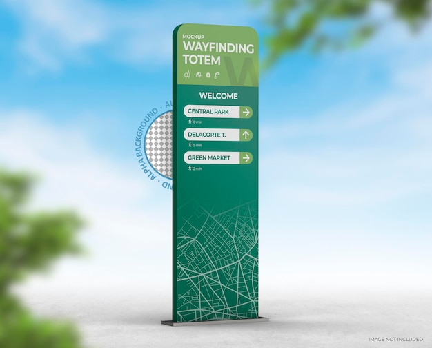 Wayfinding Totem Mockup pour l'exposition de marque, de publicité et de communication.