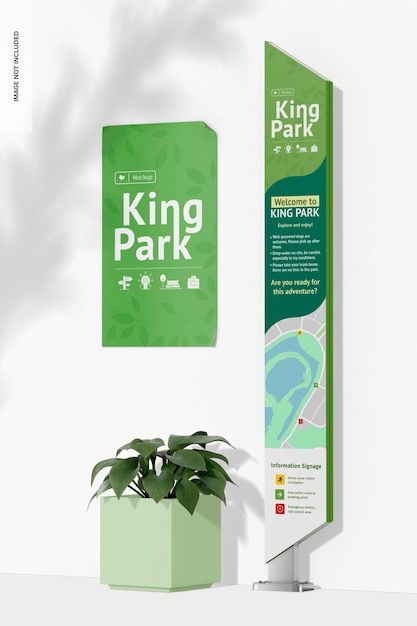 PSD wayfinding totem mockup, rechte ansicht