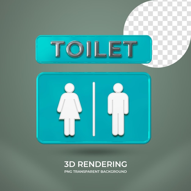 PSD wc sign 3d rendering aislado fondo transparente