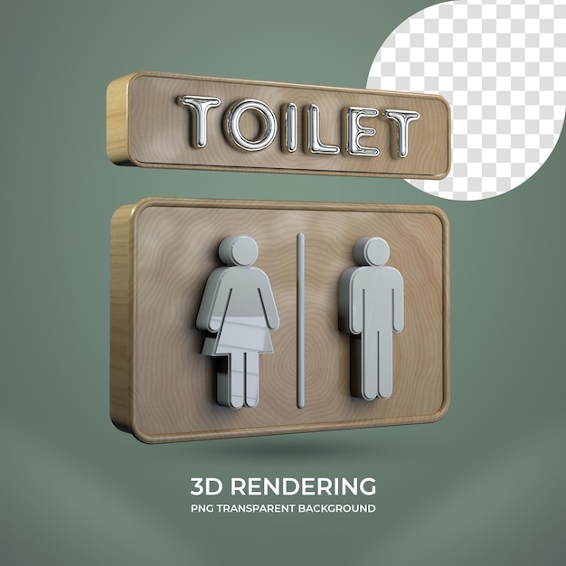 PSD wc sign 3d rendering aislado fondo transparente