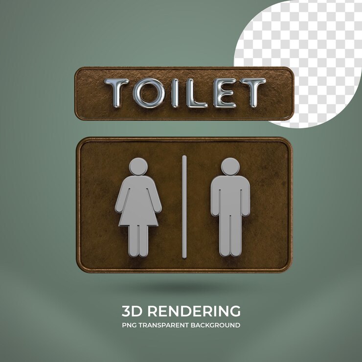 PSD wc sign 3d rendering aislado fondo transparente
