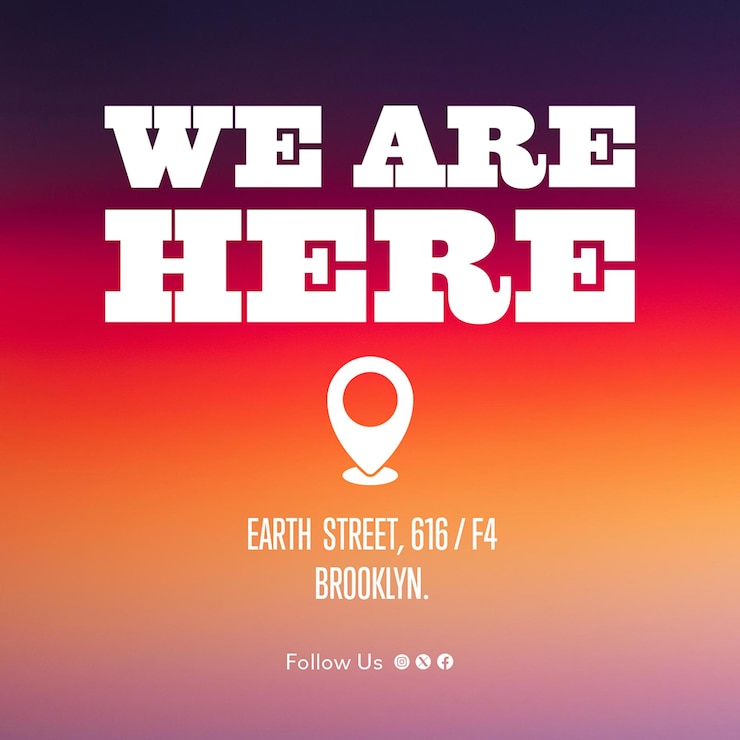 PSD we are here store location promotional design for social media and instagram post template psd