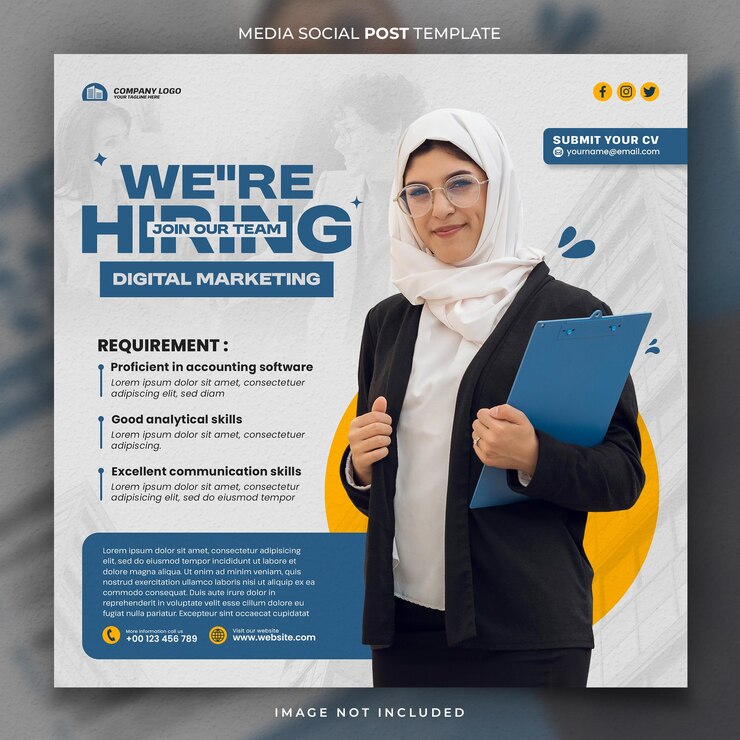PSD we need employees for digital marketing media social post template