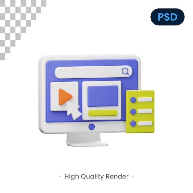 Web 3D Render Ilustración Premium Psd