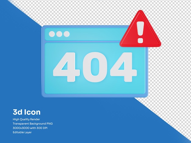 Web-404-Fehlerseite 3D-Symbol-Rendering