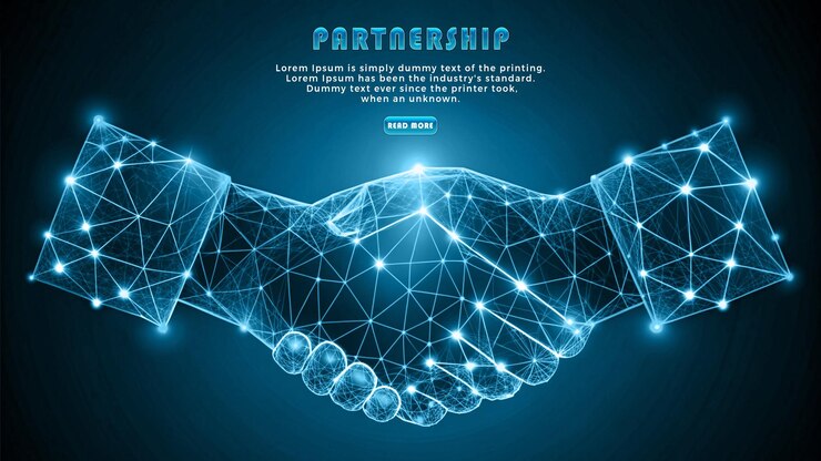 web banner concetto di partnership aziendale background design