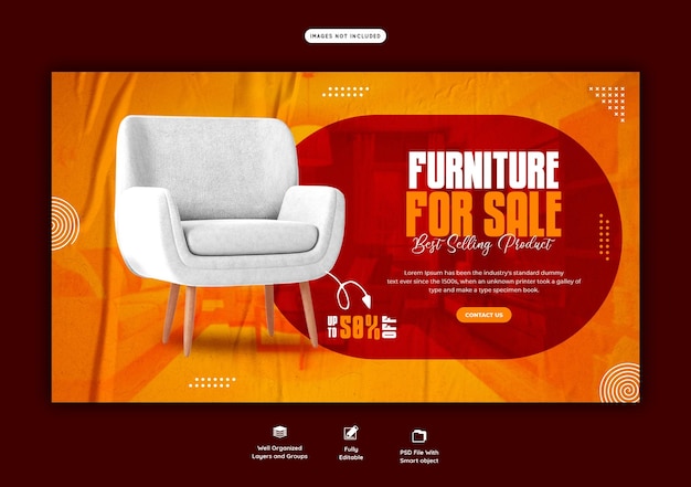 Web-banner-vorlage für den möbelverkauf