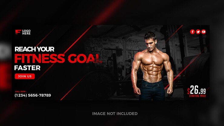 PSD web-banner-vorlage für fitnesstraining und fitnesstraining in sozialen medien