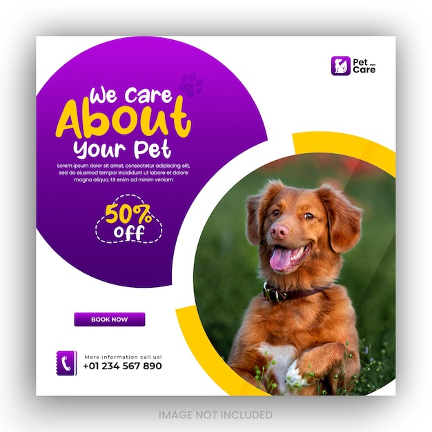 Web-Banner-Vorlage für Tierpflege-Werbung