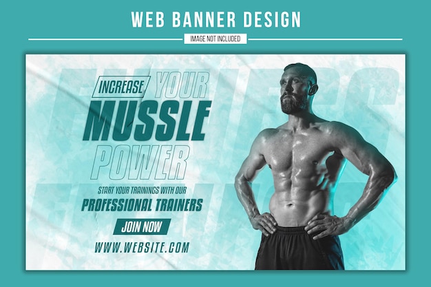 PSD web-banner-vorlage und psd-fitnessstudio-fitness-youtube-thumbnail-design