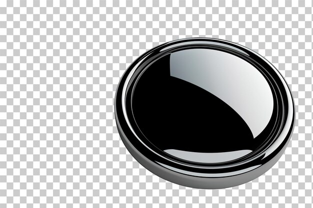 Web button with a glossy black coating on a transparent background