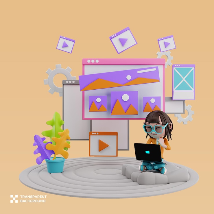 PSD web development 3d illustration
