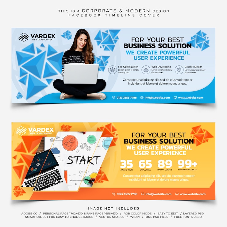 PSD web development facebook timeline cover business banner