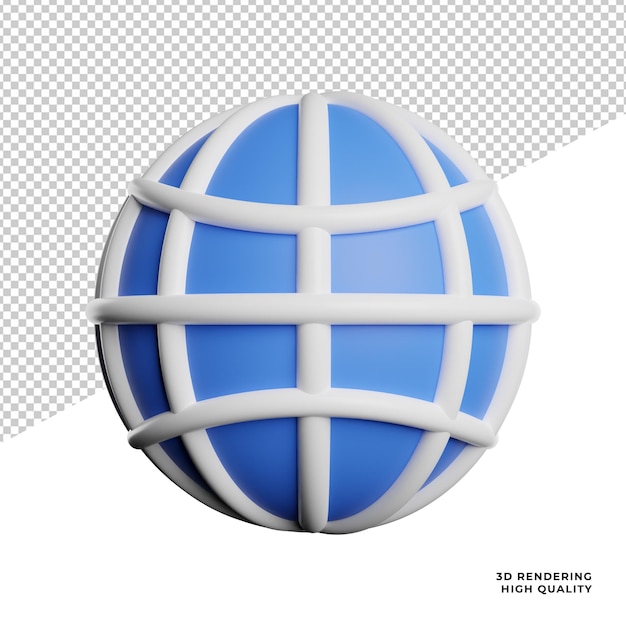 PSD web sign internet vista frontal icono 3d renderizado ilustración con fondo transparente