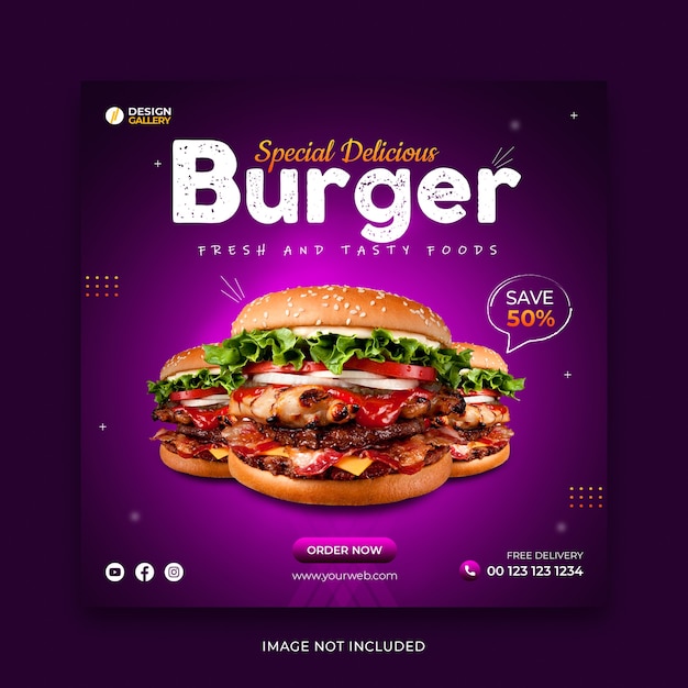 Web- und social-media-fast-food-restaurant-banner-vorlage