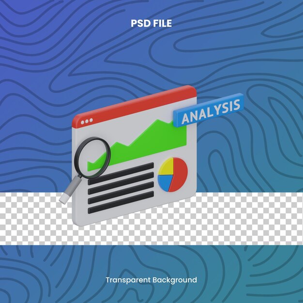 PSD webanalyse 3d-rendering-symbolillustration psd-dateidiagramm