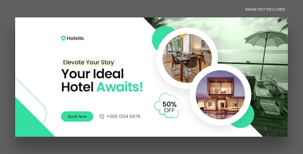 Webbanner für Immobilien- und Hotelbuchungen oder Facebook-Cover-Vorlage für soziale Medien