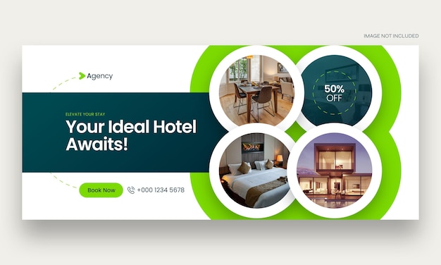 Webbanner für Immobilien- und Hotelbuchungen oder Facebook-Cover-Vorlage für soziale Medien