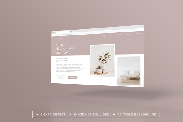 PSD webbrowser-mockup für das ui-design von zielseiten