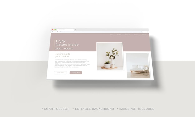 Webbrowser-Mockup für das UI-Design von Zielseiten