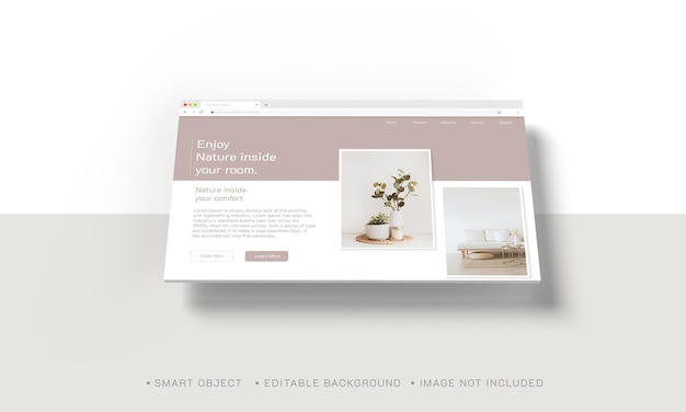 PSD webbrowser-mockup für das ui-design von zielseiten