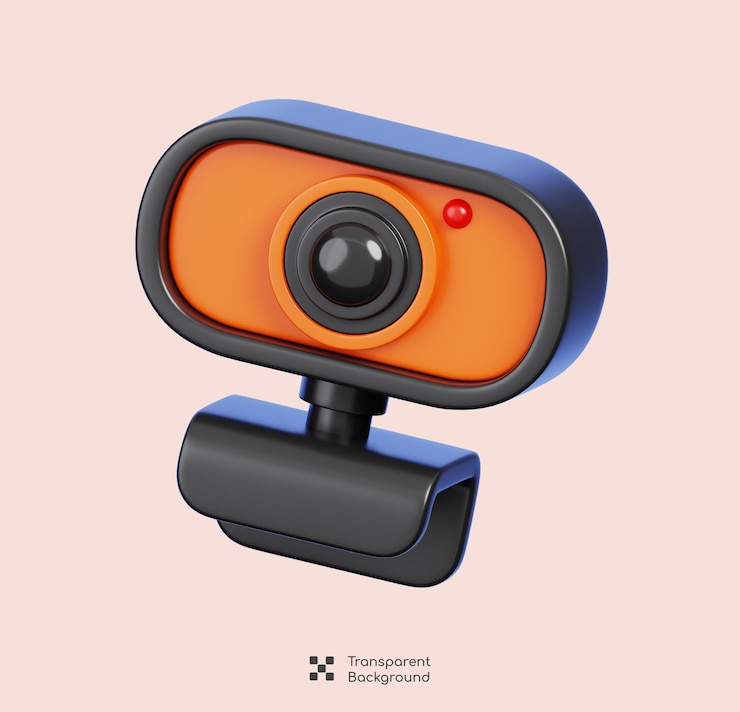 PSD webcam computadora digital portátil naranja negro aislado elemento de hardware de la computadora icon 3d rendering
