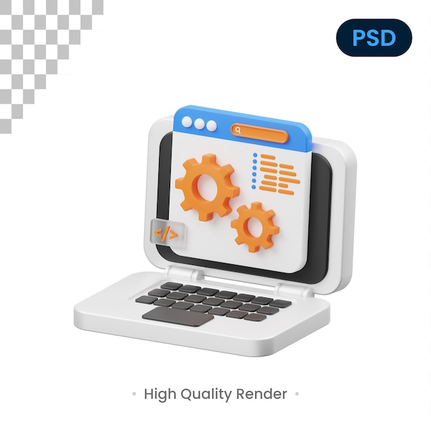 PSD webentwicklungskonfiguration 3d icon premium psd