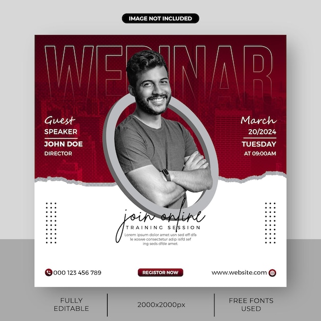 webinaire en direct d'agence de marketing numérique et modèle de publication sur les réseaux sociaux de la place de l'entreprise