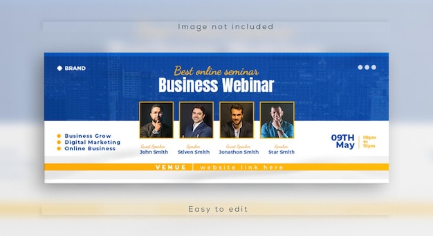 PSD webinaire en direct bannière web de conférence d'affaires en ligne et conception de modèle de couverture facebook