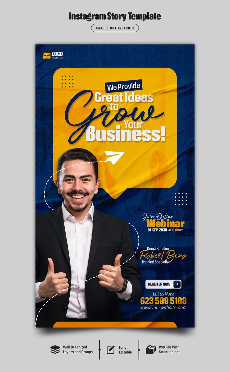 PSD webinaire en direct de marketing numérique et modèle d'histoire instagram d'entreprise psd premium