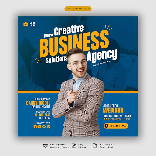 Webinaire en direct sur le marketing numérique et modèle de publication sur les réseaux sociaux d'entreprise