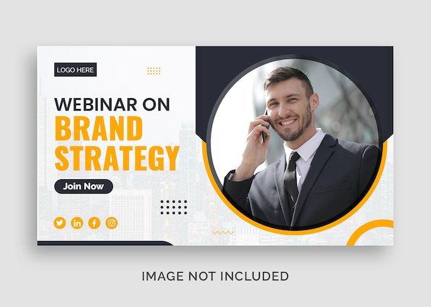 Webinaire d'entreprise sur la stratégie de marque d'entreprise miniature youtube ou modèle de bannière Web