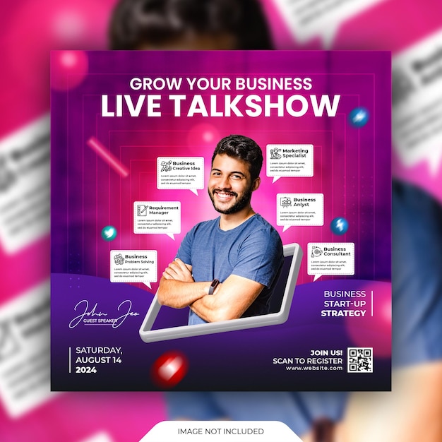 Webinaire Talkshow En Direct Et Modèle De Médias Sociaux D'entreprise Et Publication Instagram