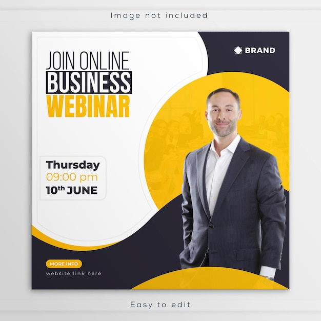 webinar ao vivo conferência de agência de marketing digital banner de mídia social design de modelo de postagem do Instagram